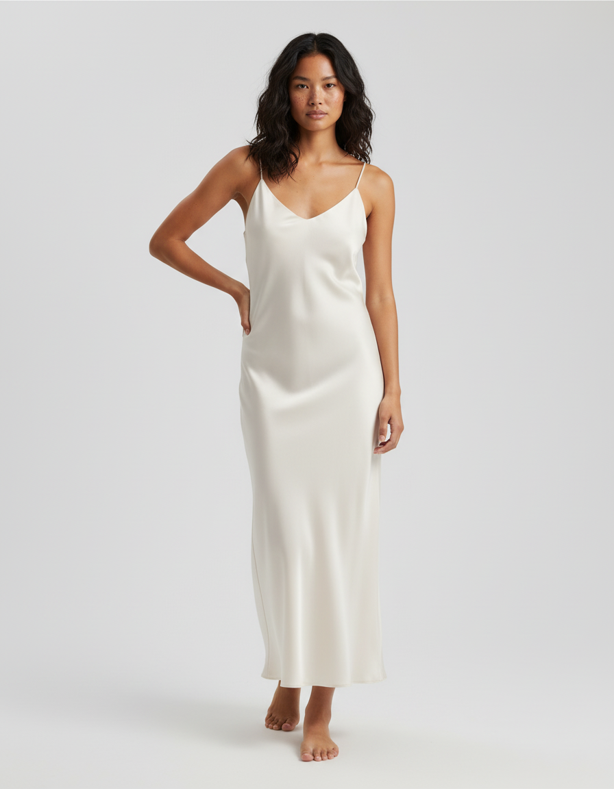 Jupe Midi Crème Satinée Élégante