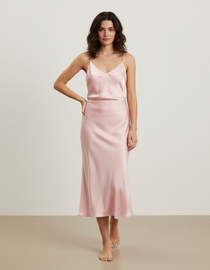 Jupe Midi Rose Satinée Élégante