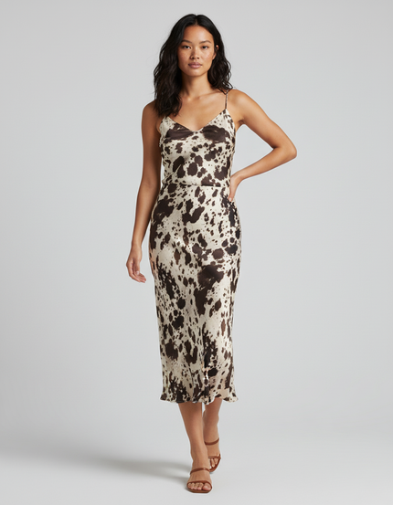 Jupe Midi Satin Imprimé Animal Chic