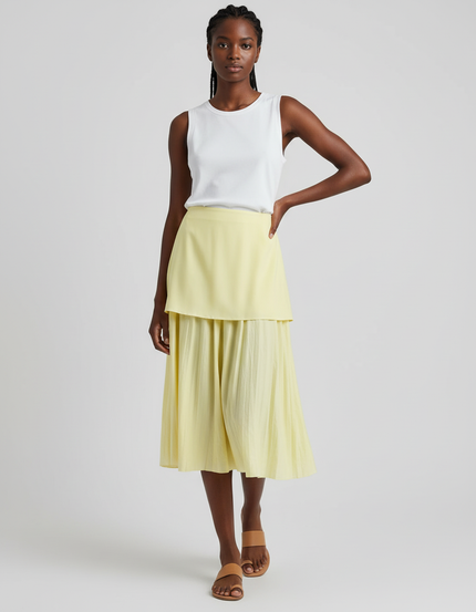 Jupe Midi Plissée Superposée Chic
