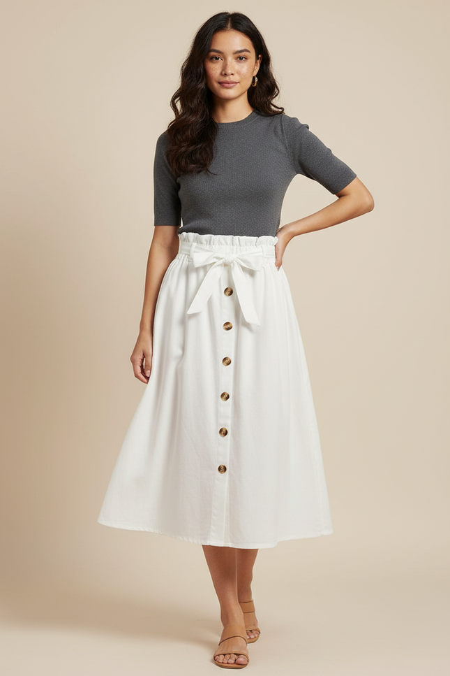 Jupe Midi Blanche Femme