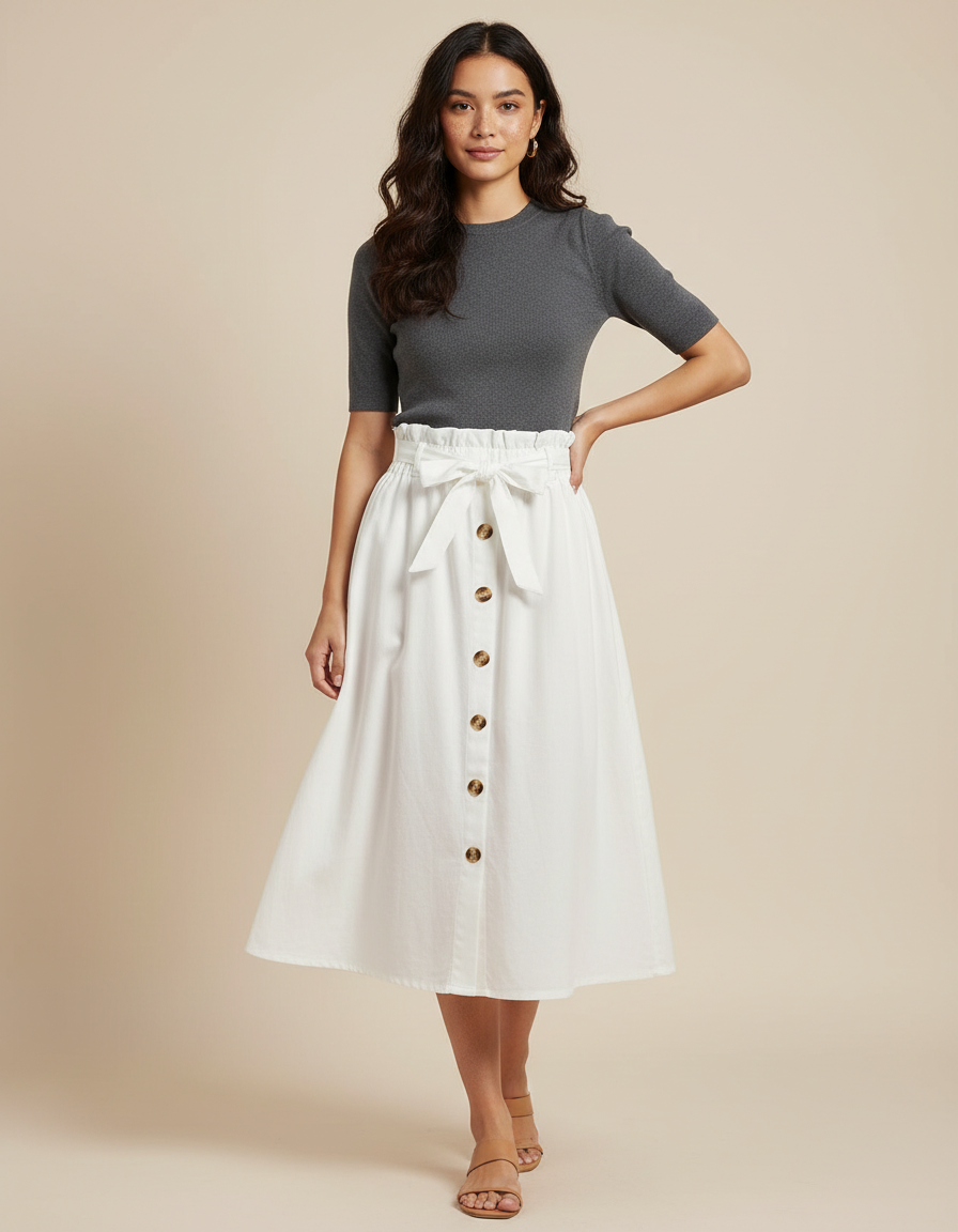 Jupe Midi Blanche Femme