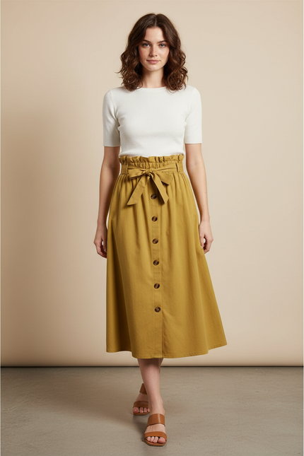 Jupe Midi Jaune Moutarde