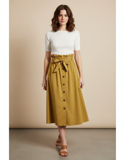 Jupe Midi Jaune Moutarde