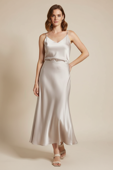 Jupe Midi Satin Fluide Élégante