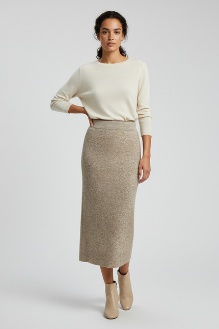 Jupe Midi Maille Chinée Chic