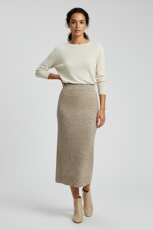 Jupe Midi Maille Chinée Chic