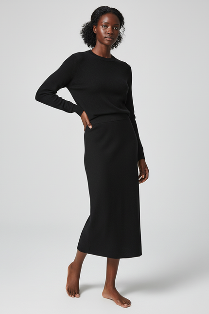 Jupe Midi Noire Maille Chic