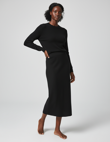 Jupe Midi Noire Maille Chic