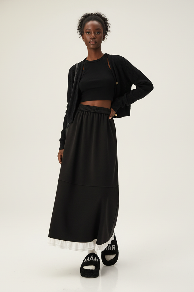 Jupe Noire Midi Femme