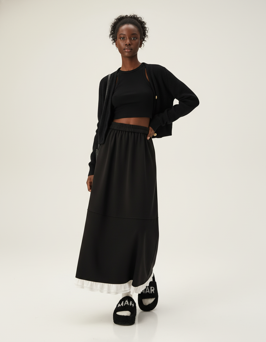 Jupe Noire Midi Femme