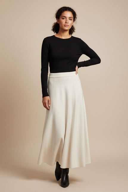 Jupe Midi Beige Femme