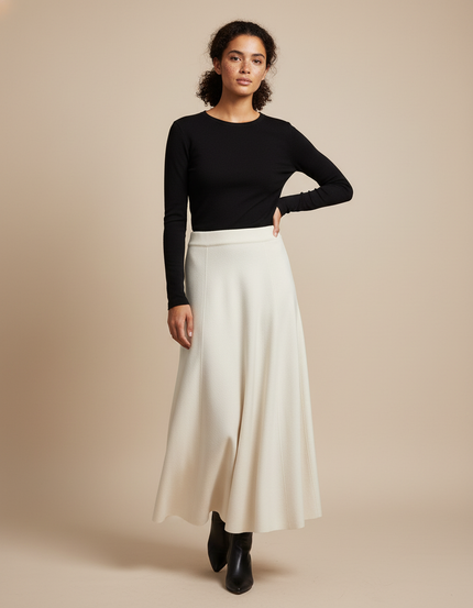 Jupe Midi Beige Femme