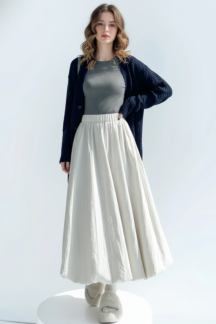 Jupe Midi Abricot Ample Chic