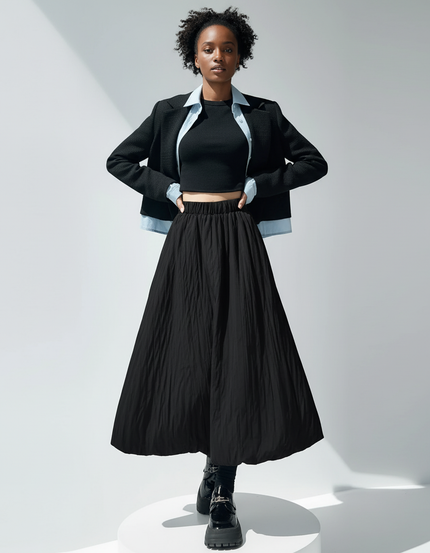Jupe Midi Noire Volumineuse Chic