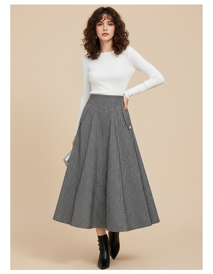 Jupe Midi Pied De Poule