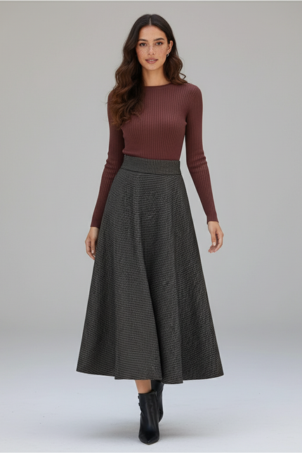 Jupe Midi Prince De Galles