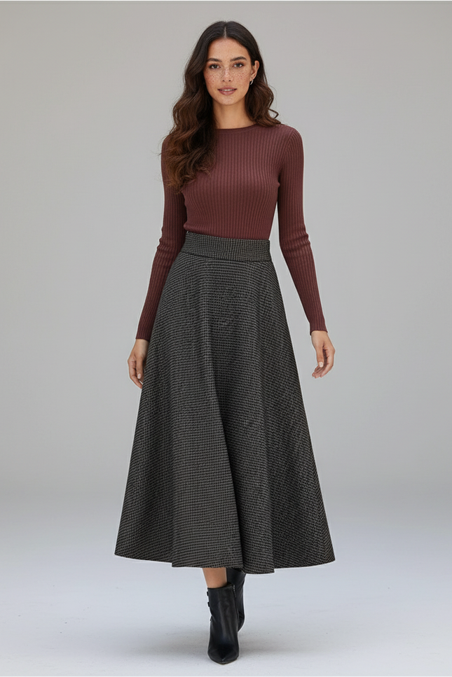 Jupe Midi Prince De Galles