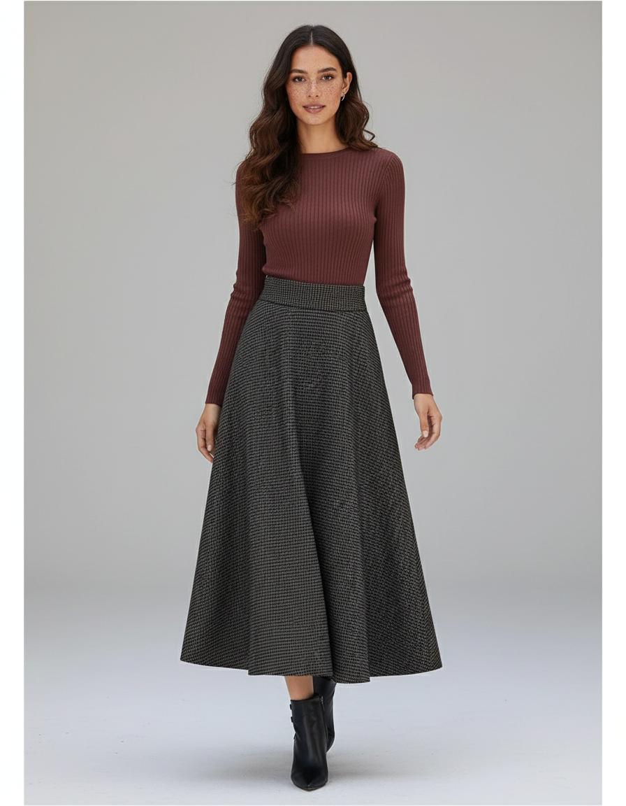 Jupe Midi Prince De Galles