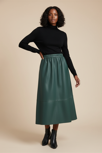 Jupe Midi Effet Cuir