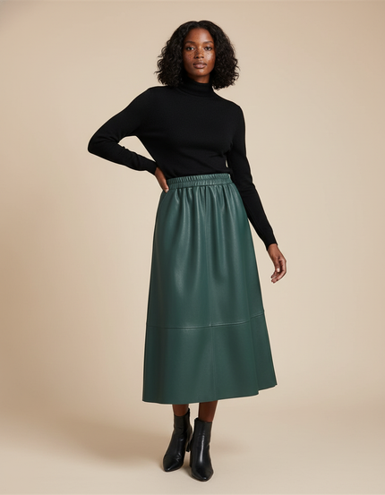Jupe Midi Effet Cuir