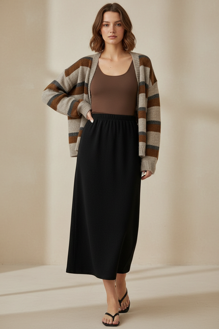 Jupe Midi Noire Fendue Chic