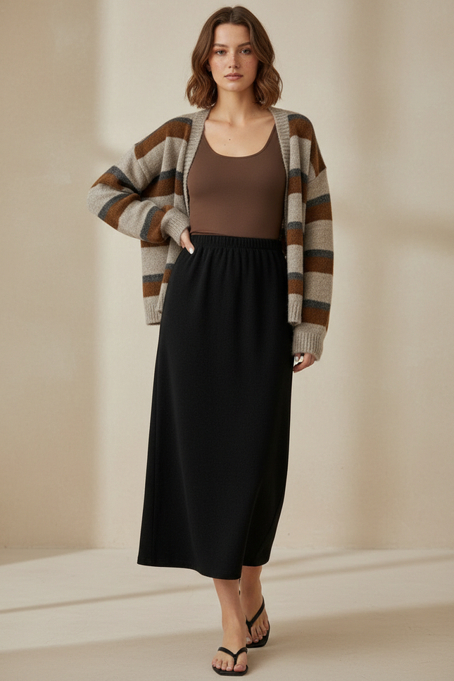 Jupe Midi Noire Fendue Chic