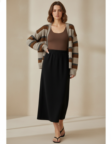 Jupe Midi Noire Fendue Chic