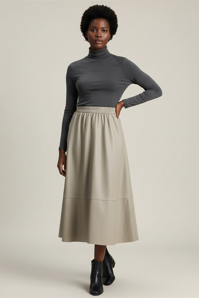 Jupe En Cuir Midi