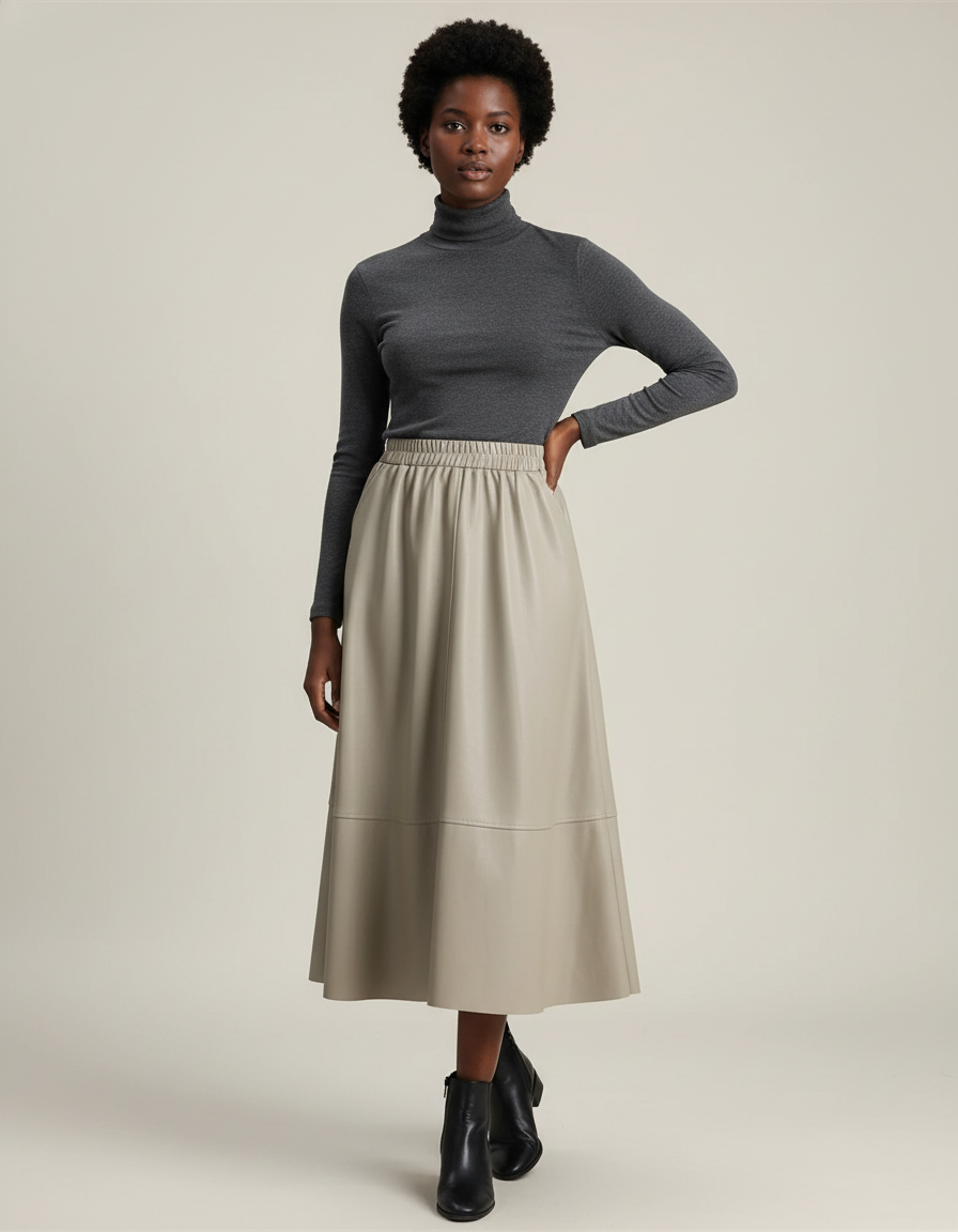 Jupe En Cuir Midi