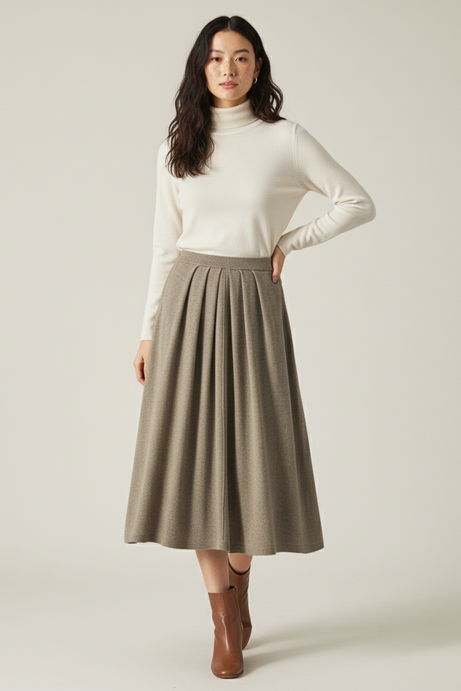 Jupe Midi Plissée Hiver