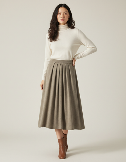 Jupe Midi Plissée Hiver