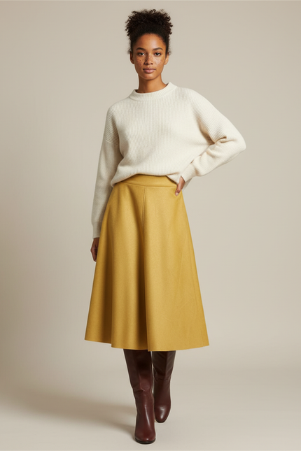 Jupe Midi Moutarde