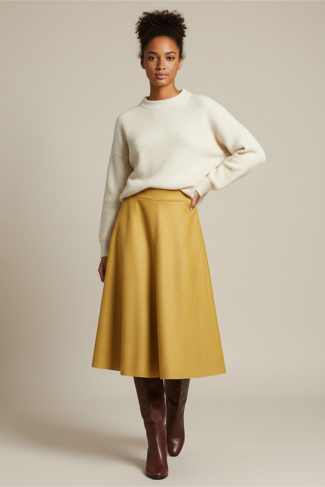 Jupe Midi Moutarde