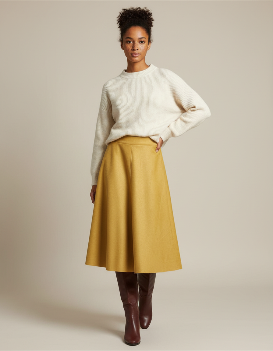 Jupe Midi Moutarde