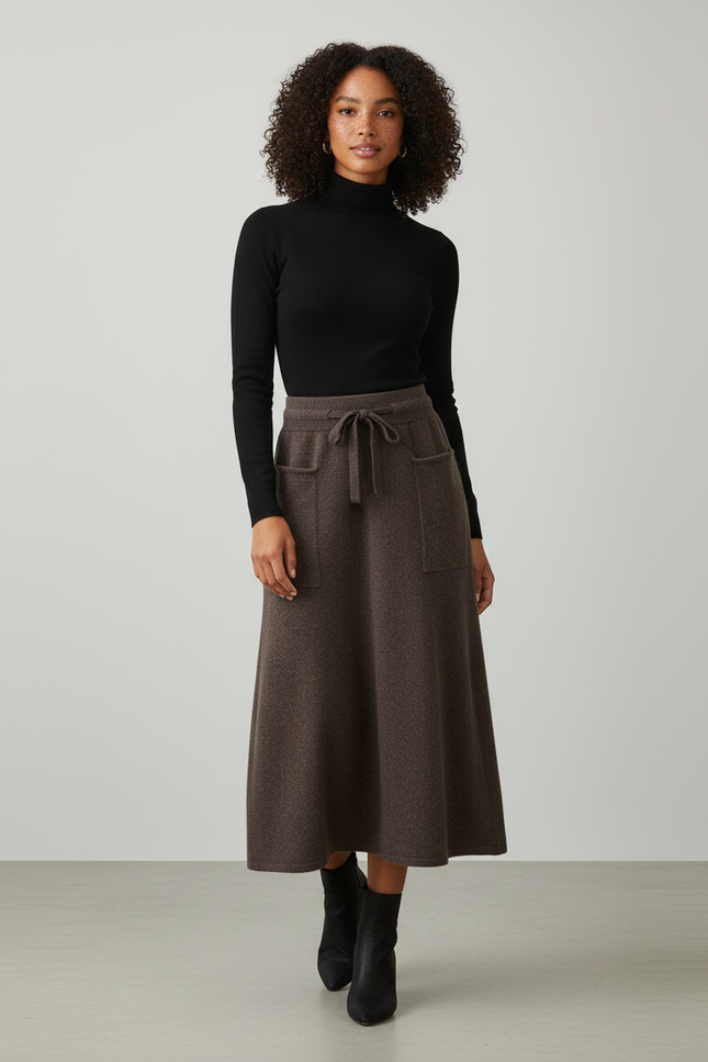 Jupe Midi Marron A-Line Chic