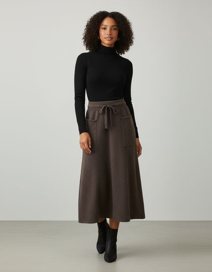 Jupe Midi Marron A-Line Chic