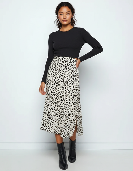 Jupe Midi Léopard Fendue Chic