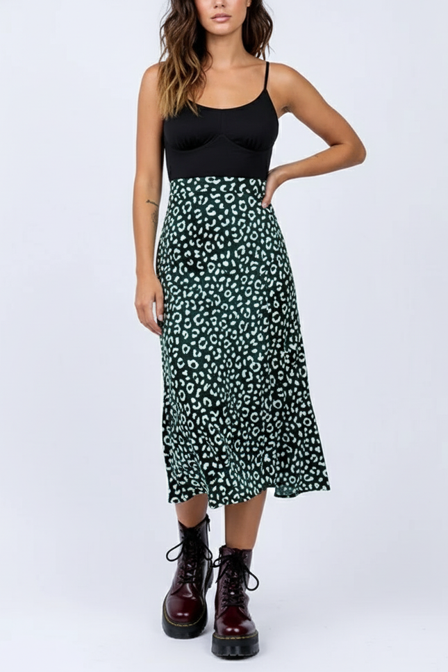 Jupe Midi Imprimé Léopard Fluide