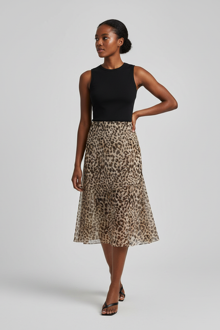 Jupe Midi Léopard Fluide Chic