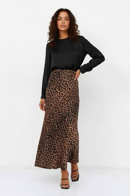 Jupe Midi Léopard Fluide Élégante