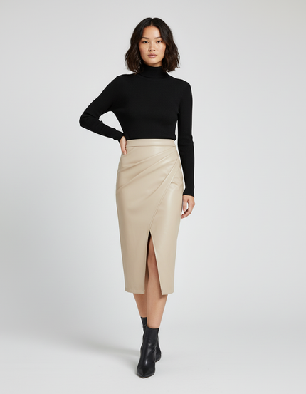 Jupe Midi Beige Fendue Chic