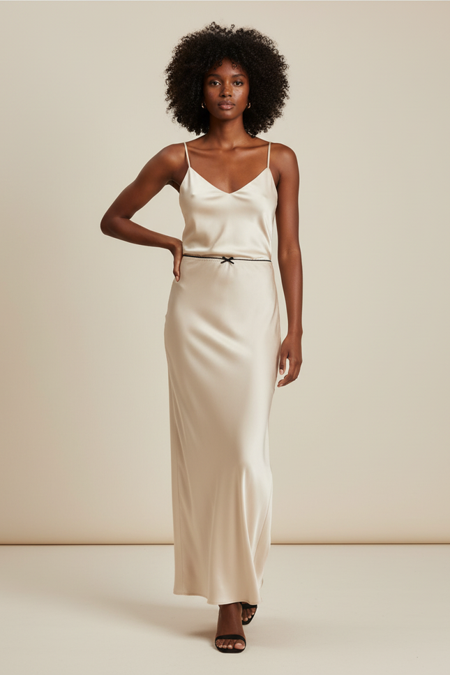 Jupe Midi Beige Fluide Élégante