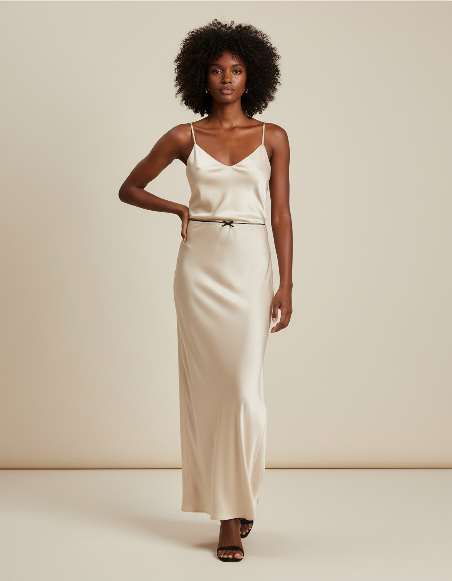 Jupe Midi Beige Fluide Élégante