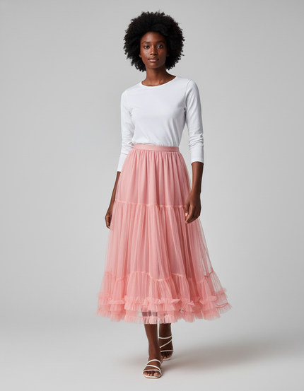 Jupe Midi Rose Poudré