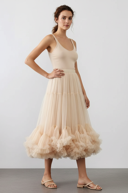 Jupe Midi Tulle Volumineuse Élégante
