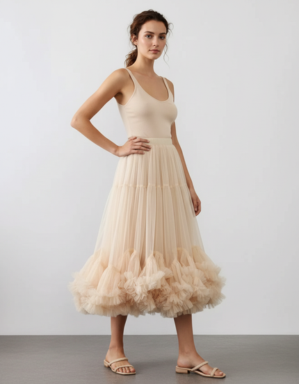 Jupe Midi Tulle Volumineuse Élégante