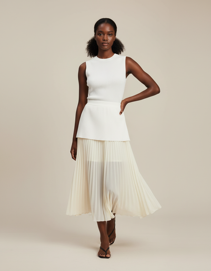 Jupe Midi Plissée Semi-Transparente Élégante
