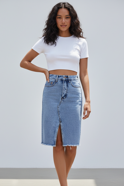 Jupe Jean Midi Fendue