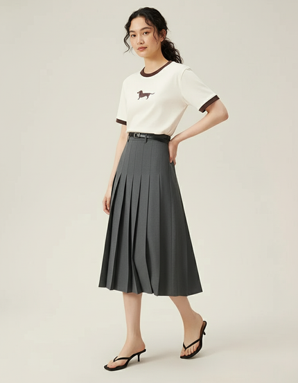 Jupe Midi Grise Plissée Élégante sobre